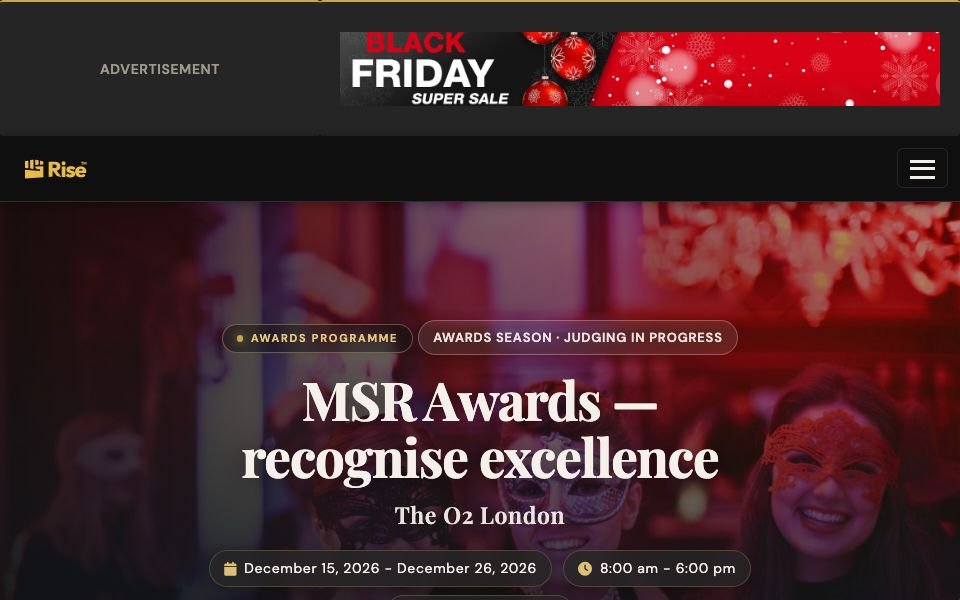 MSR Awards programme homepage screenshot